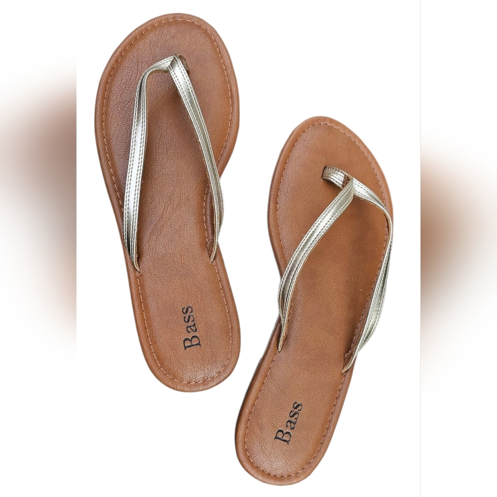 Bass - NIB Women's Dainty Comfortable Tan & Gold Vegan Sandals Size 9 Summa